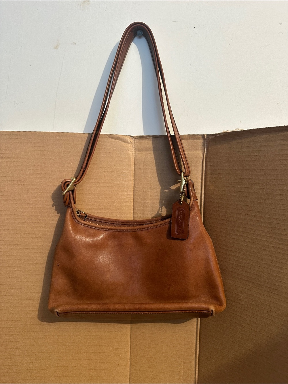 Coach Tan Leather Shoulder Bag with Double Straps